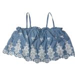 Maeve By Anthropologie Eyelet Baby Doll Border Tank Blue Stripe Size Large Photo 5