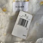 Sleeper NWT  Brigitte Floral Midi Dress Sz S 100% Linen White Yellow Daisies Photo 3