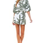 TCEC | NWOT | Bubble Sleeves Palm Tree Top | S | Green | CT7619 Photo 3