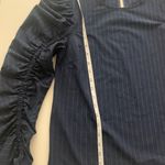 ZARA Navy With White Stripes Solid , Puff Long Sleeve Shirt Top Sz S Photo 3