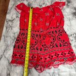 Venus  Y2K Red Romper Ruffle off shoulder paisley print pattern Size small retro Photo 3