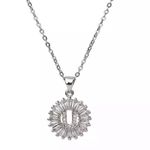 Initial βUβ Rhinestone Charm Necklace Silver Photo 0