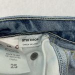 AMO Cropped Distressed Raw Hem Skinny Jeans Stretch Denim Light Wash size 25 Photo 10