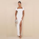 Lulus LULU’S Magnificent Impression White Square Neck Short Sleeve Maxi Dress Photo 4