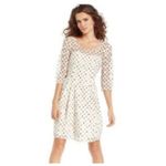 Betsey Johnson White Lace Black Polka Dot Dress 3/4 Sleeve Pretty Y2K Fairy 10 Photo 1