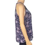 Skies Are Blue  navy and pink abstract floral tank top w/lace detail. Small. EUC Photo 2