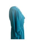 Sage  Turquoise Crochet Tunic Dress Elastic Waist Semi Sheer Size Medium Photo 8