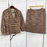 Dress Barn Vintage Isabel & Nina Striped Knit Blazer Skirt Suit Tan Multi 12 Photo 8