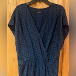 Madewell  Navy Blue V-Neck Wrap-Front Mini Dress‎ in Brushstroke Diamond Sz Large Photo 5