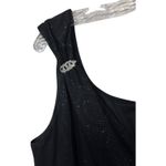 R & M Richards VTG Women Black Glitter Embellished Ruched Draped Evening Gown 16W Photo 1