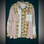 POL New Boho Patchwork Plaid Multi Color Long Sleeve Oversized Jacket Photo 3