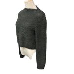 Aerie Cozy Chenille Fuzzy Cropped Sweater Dark Gray Long Sleeve Soft Pullover M Photo 2