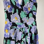 Unique Vintage Black and Blue Floral halter swing Dress 4 pin up 50s costume Photo 3