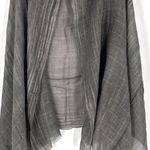 John Lewis Plaid Blanket Scarf Gray Cotton Wool Blend Metallic Fiber Fringe Photo 1