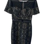 Guess  Black Lace Bodycon Dress 6 mesh top and waist inset lined lightly padded Photo 0