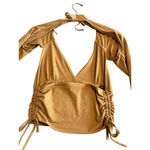 Forever 21  Bolero Top Womens Size L Brown Long Sleeve Open Back Tie Neck Waist Photo 8