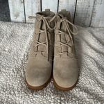 Sorel Evie Lace Wedge Boots Womens Size 8 Ancient Fossil Photo 1