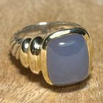 David Yurman 14K and Sterling Silver Two Tone Violet Chalcedony Cable Ring Photo 4