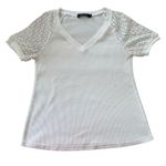 Merokeety Waffle Knit Lace Sleeve Top Photo 5