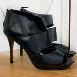 Classiques Entier  Strappy Cutouts Peep Toe Leather Bootie‎ Heels Black 7.5 Photo 0