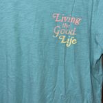 Old Navy Teal T-Shirt with Colorful Graphic Photo 1