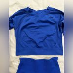 Blue Long Sleeve Crop Top and Leggings Set Size XS Photo 3