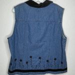 Vintage Stonebridge Denim‎ Embroidered Vest Black Size XL Photo 2