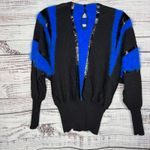 Vintage 80s Mike Korwin Batwing Sweater Black Blue Metallic Dolman Sleeve 6 Photo 3