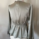 Abercrombie & Fitch NWT Satin Tie-Front Blouse - Silver Photo 4