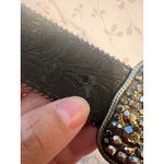 Genuine leather belt black size M women western Rodeo Cowgirl bling country Photo 3
