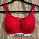 Victoria's Secret  Bright Red Lace T Shirt Push Up Bra Full Coverage Bra 32DD Photo 0