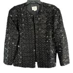 FA Chatta Vintage Sequin Jacket L Black Evening Cocktail Glam USA Union Made Size L Photo 0