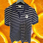 Lacoste Blue and White Striped Polo Size 3‎ Photo 0