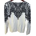 Josephine Chaus  ecru and black boho print light weight cardigan size medium Photo 3