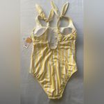 Kona Sol Yellow/White Striped Square Neck  Medium Coverage One Piece Swimsuit 
Size M‎ Photo 5