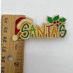 Vintage Santa's Hat Holly Christmas Pin Brooch Gold Tone Holiday Festive Photo 4