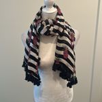 Tory Burch Lightweight Linen Blend Pineapple Scarf Black Photo 1