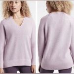 Athleta  Hanover Merino Wool Ribbed V Neck Sweater Womens Medium Lilac Pastel Photo 1