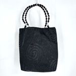 Vintage 90s Das Women's Swirl Print Textured Beaded Strap Purse Mini Bag Black Photo 1