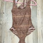 Free People  High Voltage Mesh Bodysuit leopard thong size XS tan brown Photo 5