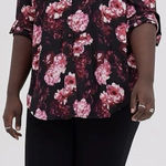 Torrid  Madison Pink Floral Georgette‎ Button Up Long Sleeve Blouse Size 4X Photo 0