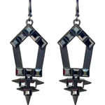 Sam Edelman NEW - Bold Edgy Spike Geometric Oxidized Black Gunmetal Rhinestone Drop Earrings Photo 0