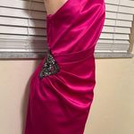 Eliza J  NWT Beaded Hot Pink One Shoulder Satin Cocktail Dress size 8 sequined Photo 1