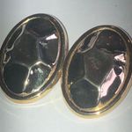 Vintage Gold Tone Funky Oval Retro Boho Pierced Earrings Photo 2