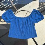 American Eagle  Button Front Short Puff Sleeve Top in Blue Size XS NWT Photo 10