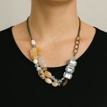 Anthropologie  Brown Beaded & Silver Gem Adjustable Necklace Photo 0