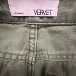 Vervet Sage Green Distressed Wide Straight Leg Jeans Size 26 High Rise Raw Hem Photo 2