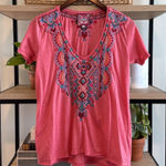 Johnny Was  Catalina Everyday Tee Pink Boho Embroidered Floral Tee, S Photo 0