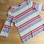 Talbots  Colorful, Striped, Three Quarter Sleeve Tee, Oatmeal Heather, Size MP Photo 1
