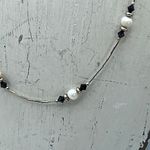 Boutique Sterling silver,cut black glass and fresh water pearl necklace. Photo 2